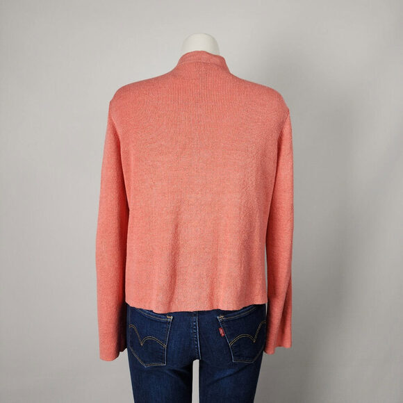Eileen Fisher Coral Linen Knit Button Up Cardigan Size M - Picture 5 of 8